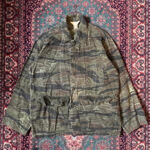 Vintage 70s Ranger Tiger Stripe Camo Hunting Jacket Size Small 21x26